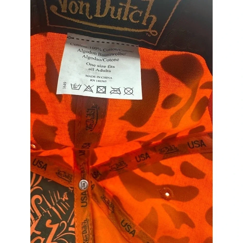 Von Dutch Logo Trucker Hat Orange Camo Mesh SnapBack Adjustable Unisex